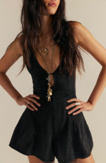 Lightweight Denim Romper With Adjustable Straps