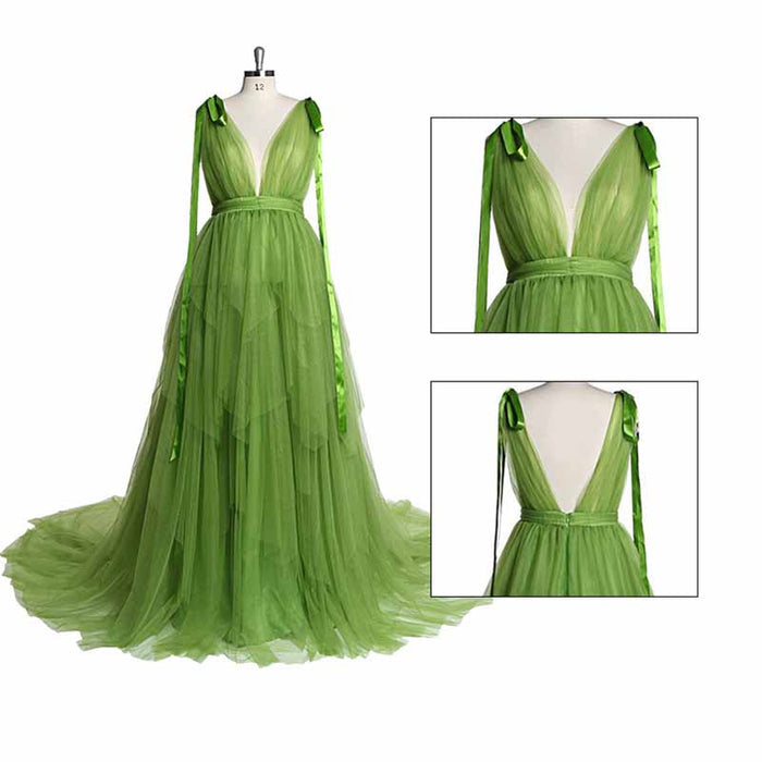 Long Gown Flared Sleeveless Maxi Maternity Dress