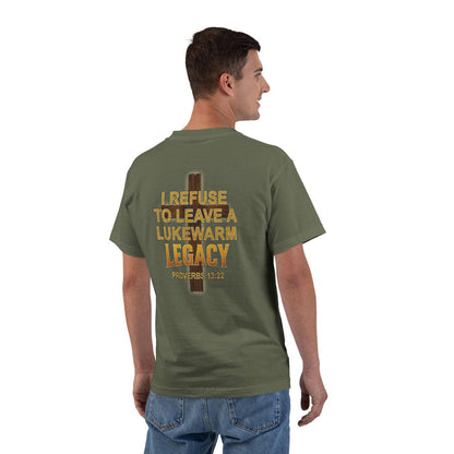Lukewarm Legacy Christian Shirt - Proverbs 13:22 Scripture Tee, Bold Cross Faith T-Shirt for Men, Gift for Believers, Casual Wear, Jesus