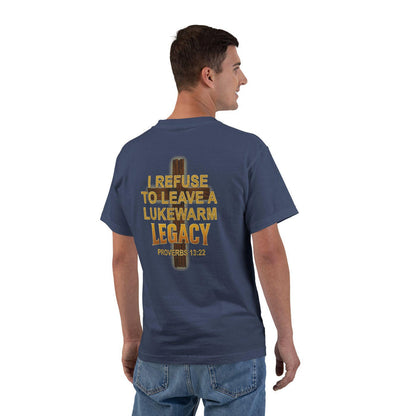 Lukewarm Legacy Christian Shirt - Proverbs 13:22 Scripture Tee, Bold Cross Faith T-Shirt for Men, Gift for Believers, Casual Wear, Jesus