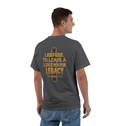 Lukewarm Legacy Christian Shirt - Proverbs 13:22 Scripture Tee, Bold Cross Faith T-Shirt for Men, Gift for Believers, Casual Wear, Jesus