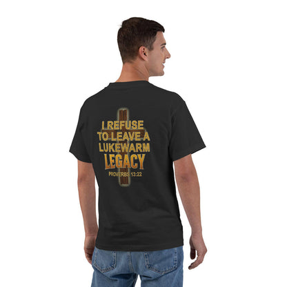 Lukewarm Legacy Christian Shirt - Proverbs 13:22 Scripture Tee, Bold Cross Faith T-Shirt for Men, Gift for Believers, Casual Wear, Jesus