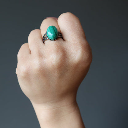 malachite ring on fist