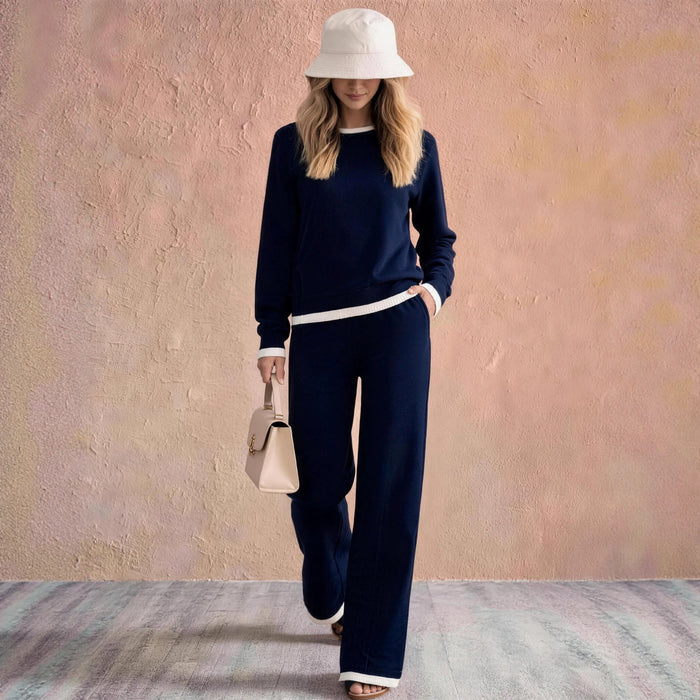 Margot contrast-trim sweater two-piece set