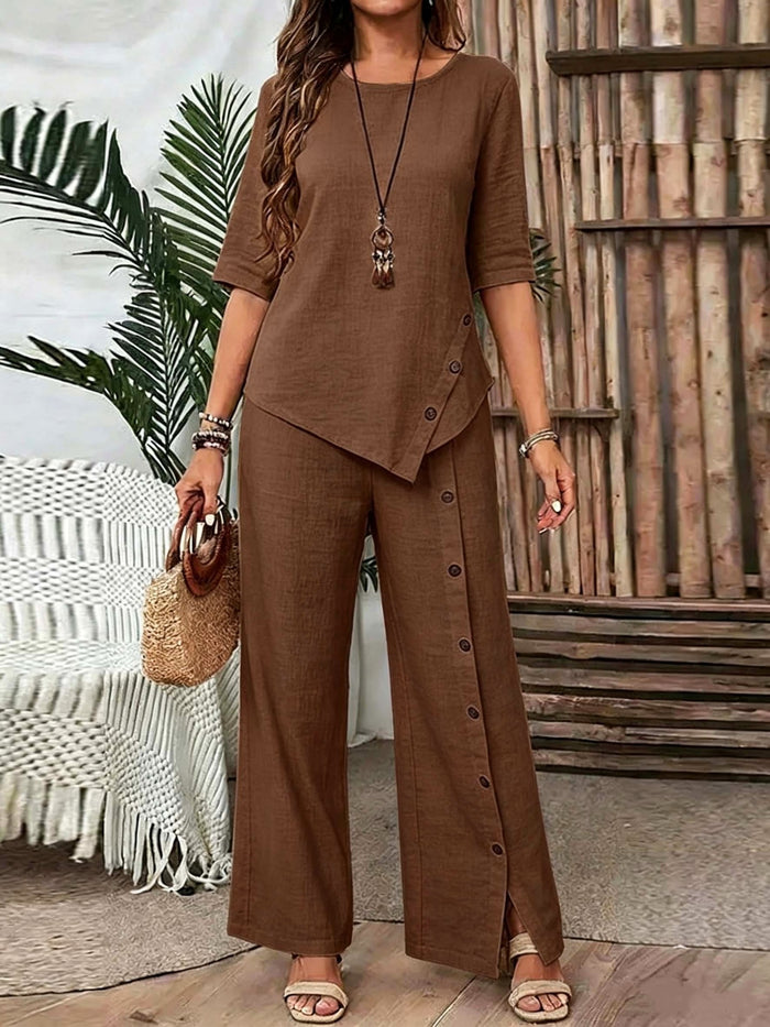 Margot™ Irregular Hem Shirt & Trousers Set