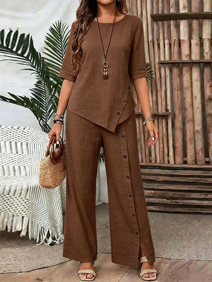 Margot™ Irregular Hem Shirt & Trousers Set
