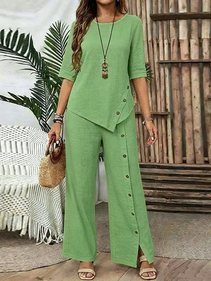 Margot™ Irregular Hem Shirt & Trousers Set
