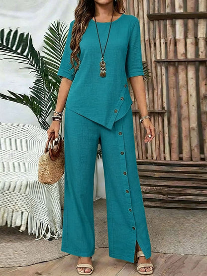 Margot™ Irregular Hem Shirt & Trousers Set