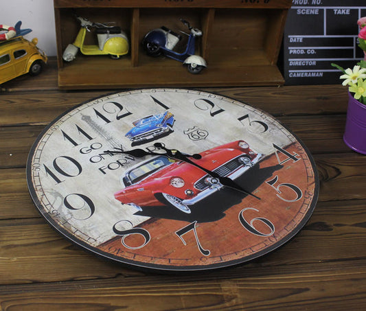 MDF painted wall clock Red sports car 🇨🇳