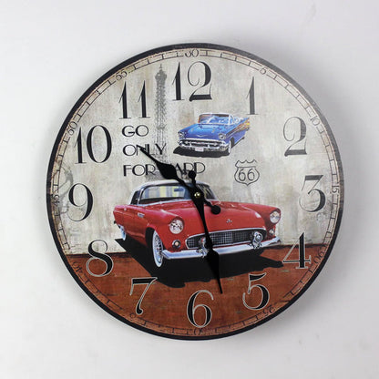 MDF painted wall clock Red sports car 🇨🇳