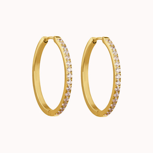 Medium Classic Diamond Hoop Earrings