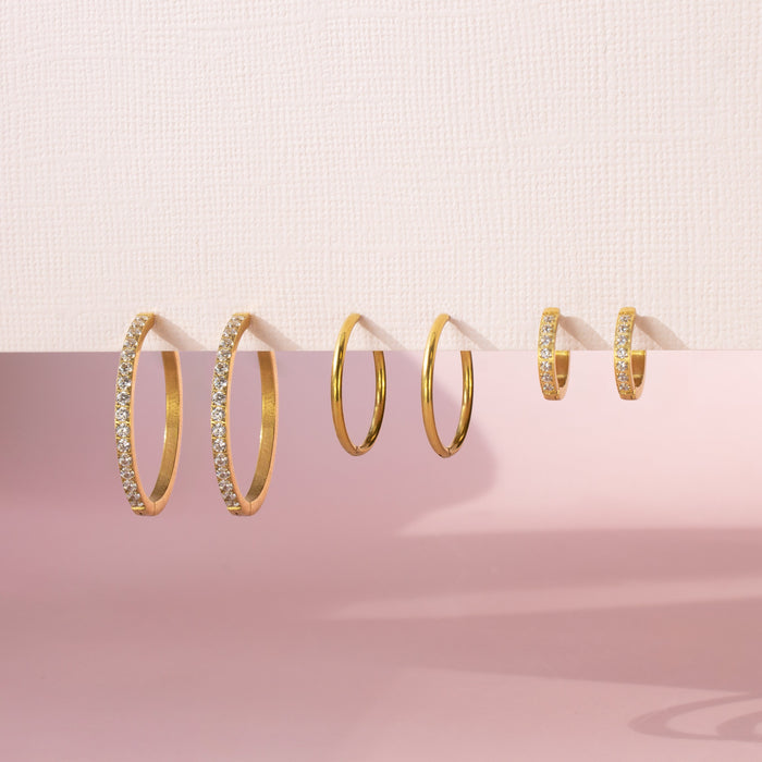 Medium Classic Diamond Hoop Earrings