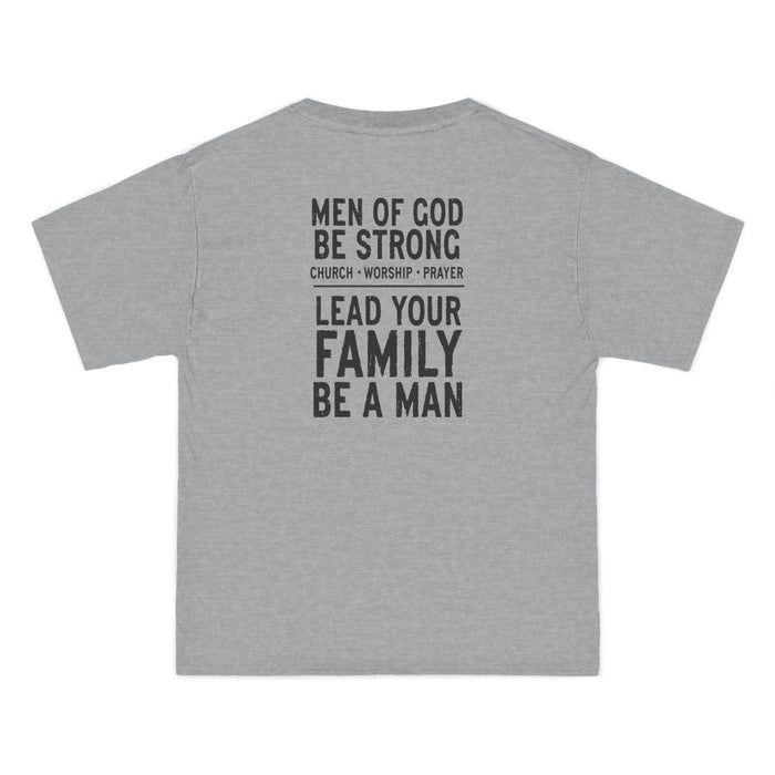 Men of God, Be Strong Lead Your Family Be a Man Christian Shirt, Bold Faith Tee, Church Worship, Prayer Scripture, Mens Religious Apparel
