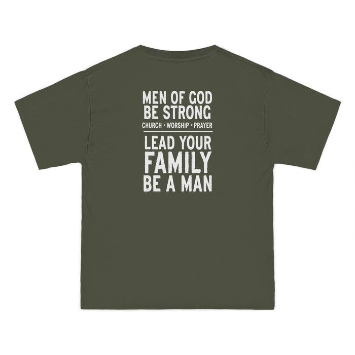 Men of God, Be Strong Lead Your Family Be a Man Christian Shirt, Bold Faith Tee, Church Worship, Prayer Scripture, Mens Religious Apparel