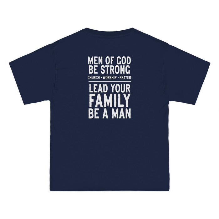 Men of God, Be Strong Lead Your Family Be a Man Christian Shirt, Bold Faith Tee, Church Worship, Prayer Scripture, Mens Religious Apparel