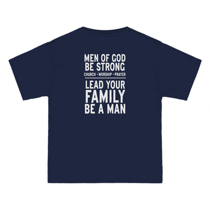 Men of God, Be Strong Lead Your Family Be a Man Christian Shirt, Bold Faith Tee, Church Worship, Prayer Scripture, Mens Religious Apparel