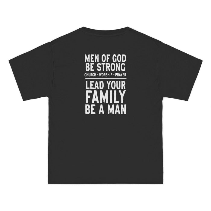 Men of God, Be Strong Lead Your Family Be a Man Christian Shirt, Bold Faith Tee, Church Worship, Prayer Scripture, Mens Religious Apparel