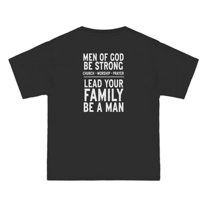 Men of God, Be Strong Lead Your Family Be a Man Christian Shirt, Bold Faith Tee, Church Worship, Prayer Scripture, Mens Religious Apparel