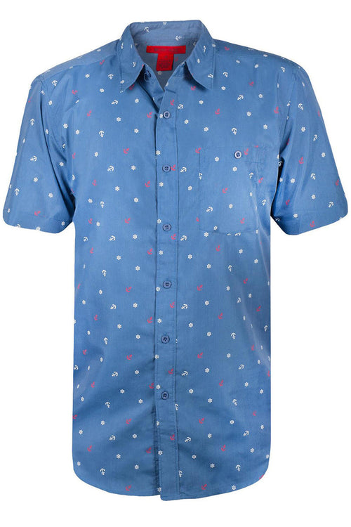 Mens Denim Anchor Print Hawaiian Shirt 🇬🇧
