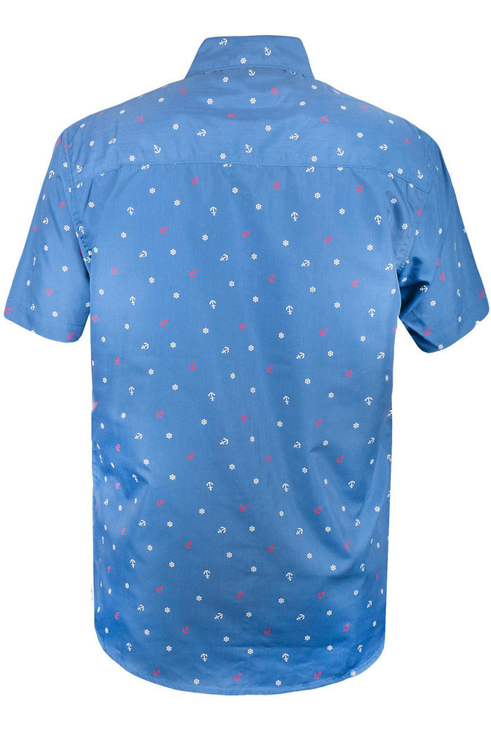 Mens Denim Anchor Print Hawaiian Shirt 🇬🇧