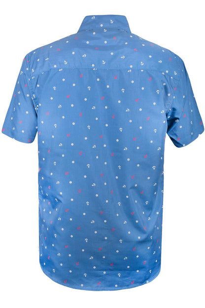 Mens Denim Anchor Print Hawaiian Shirt 🇬🇧