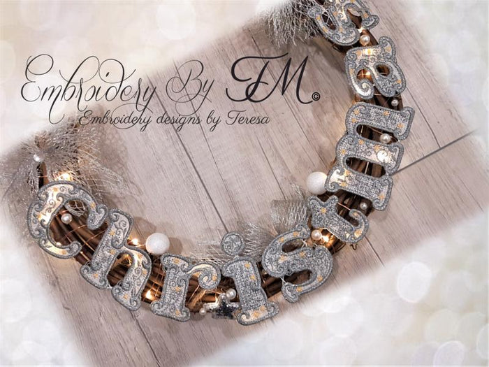 Merry Christmas / 11 letters / 4x4 hoop