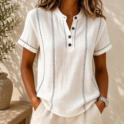 Mila™ Striped V-Neck Blouse