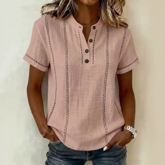 Mila striped V-neck blouse