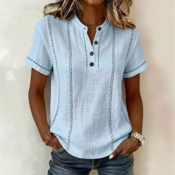 Mila striped V-neck blouse