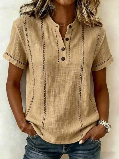 Mila™ Striped V-Neck Blouse