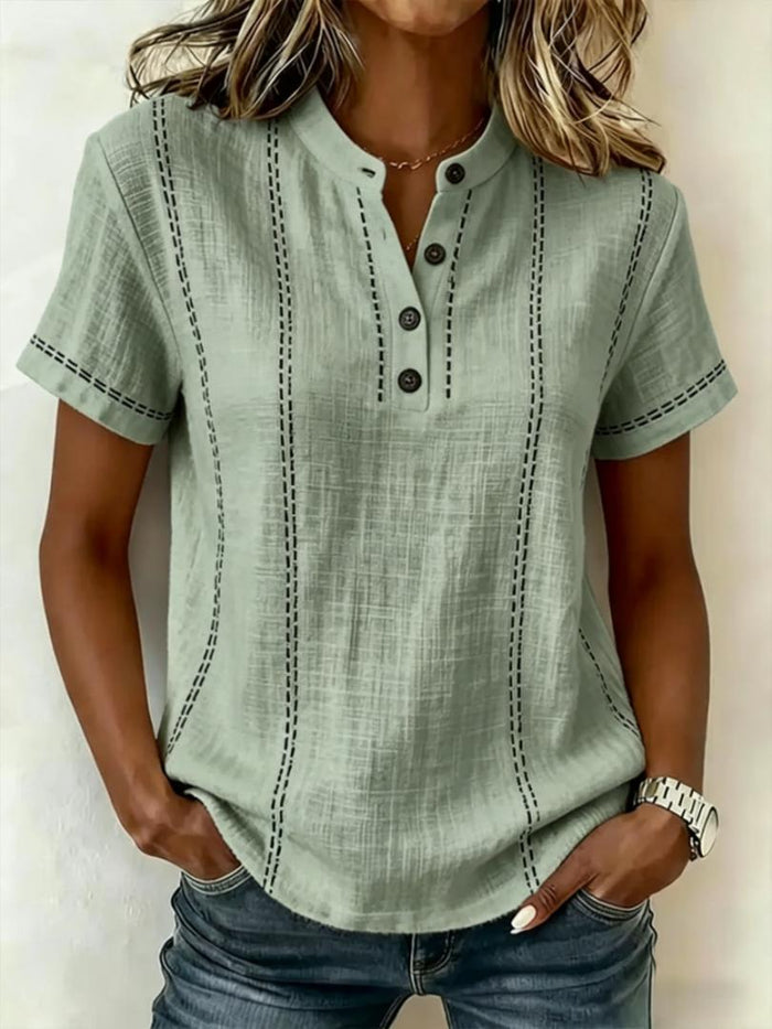 Mila™ Striped V-Neck Blouse