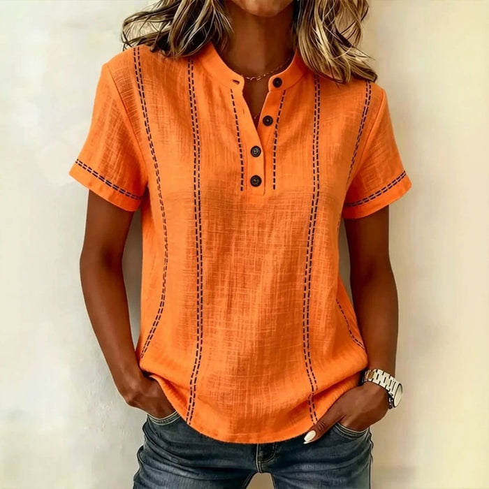 Mila™ Striped V-Neck Blouse