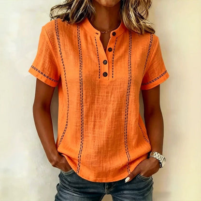 Mila™ Striped V-Neck Blouse