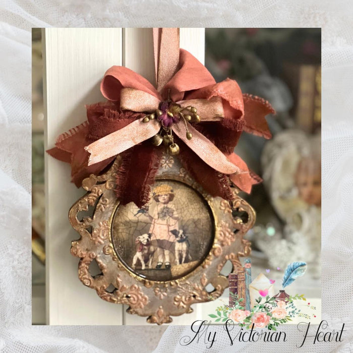 Vintage Girl Ornament with Bow made with Bowdabra Mini Bowmaker by My Victorian Heart