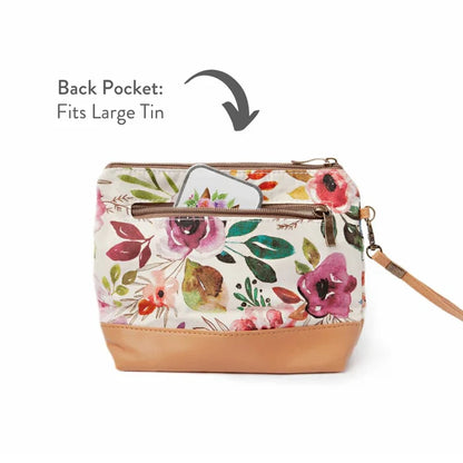 Mini Trini Bag – Small Zippered Sock Project Bag - Spring Floral