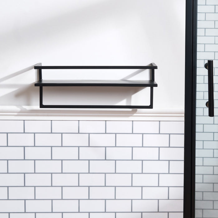 Mounted Towel Rail With Shelf - Black 🇬🇧