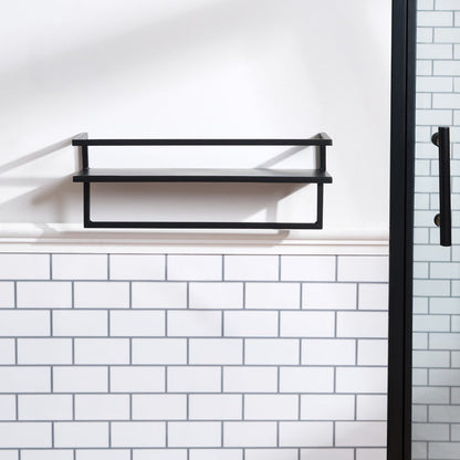 Mounted Towel Rail With Shelf - Black 🇬🇧