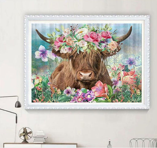 New Diamond Painting Cow And Flower 5d Diamond Painting Cow Living Room Decorative Painting 🇨🇳