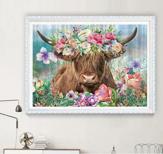 New Diamond Painting Cow And Flower 5d Diamond Painting Cow Living Room Decorative Painting 🇨🇳