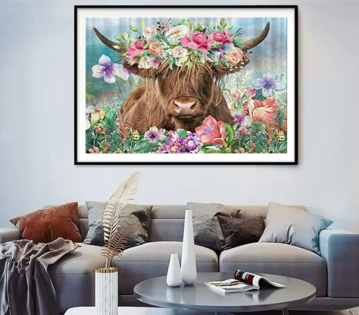 New Diamond Painting Cow And Flower 5d Diamond Painting Cow Living Room Decorative Painting 🇨🇳