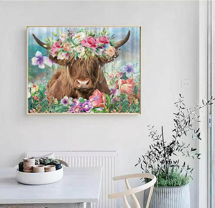 New Diamond Painting Cow And Flower 5d Diamond Painting Cow Living Room Decorative Painting 🇨🇳