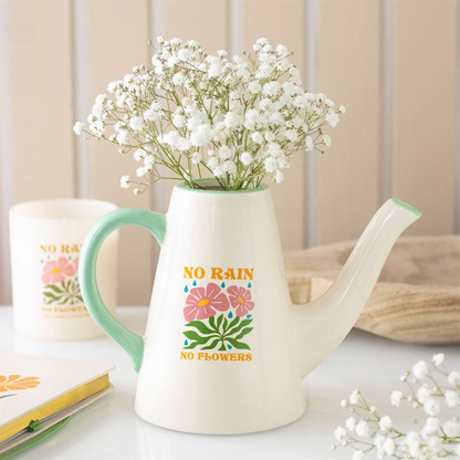 No Rain, No Flowers Ceramic Watering Can / Vase 🇬🇧