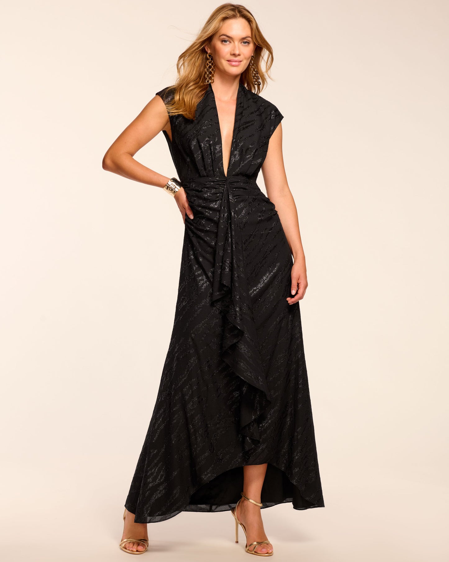 Catrin Lurex Plunging Gown