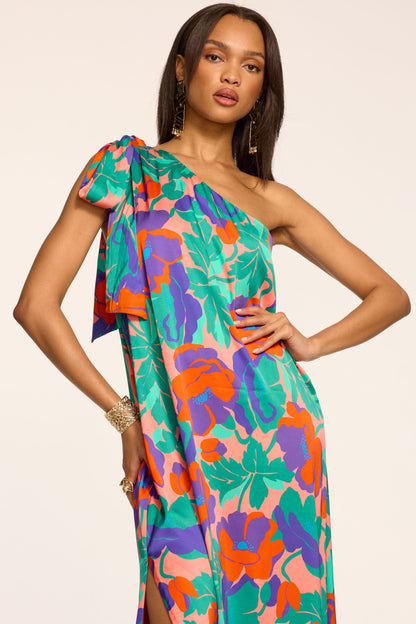 Benita Printed One-Shoulder Gown