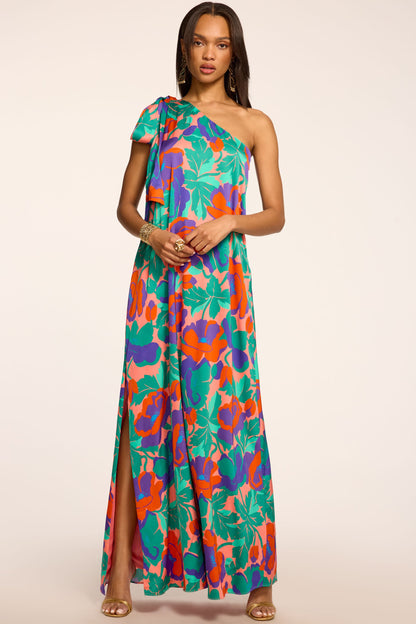 Benita Printed One-Shoulder Gown