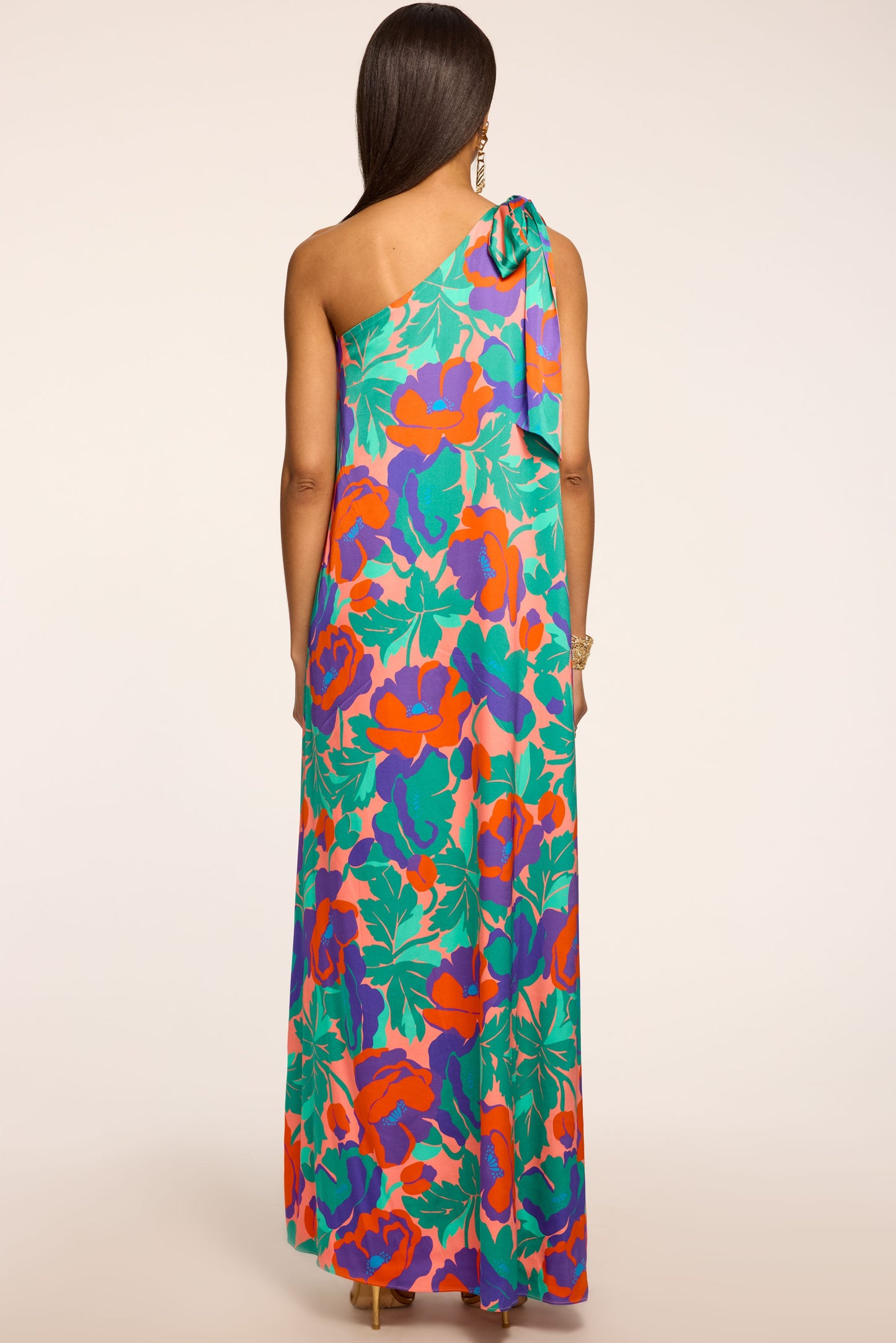 Benita Printed One-Shoulder Gown