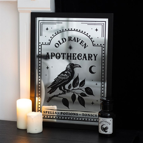 Old Raven Apothecary Mirrored Wall Art 🇬🇧