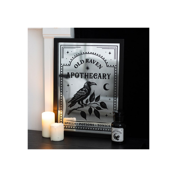 Old Raven Apothecary Mirrored Wall Art 🇬🇧