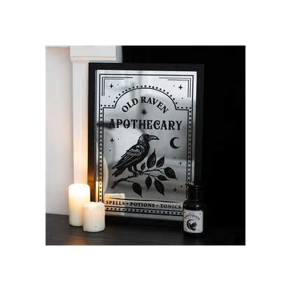 Old Raven Apothecary Mirrored Wall Art 🇬🇧