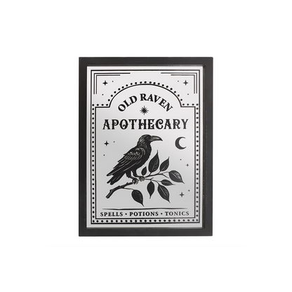 Old Raven Apothecary Mirrored Wall Art 🇬🇧